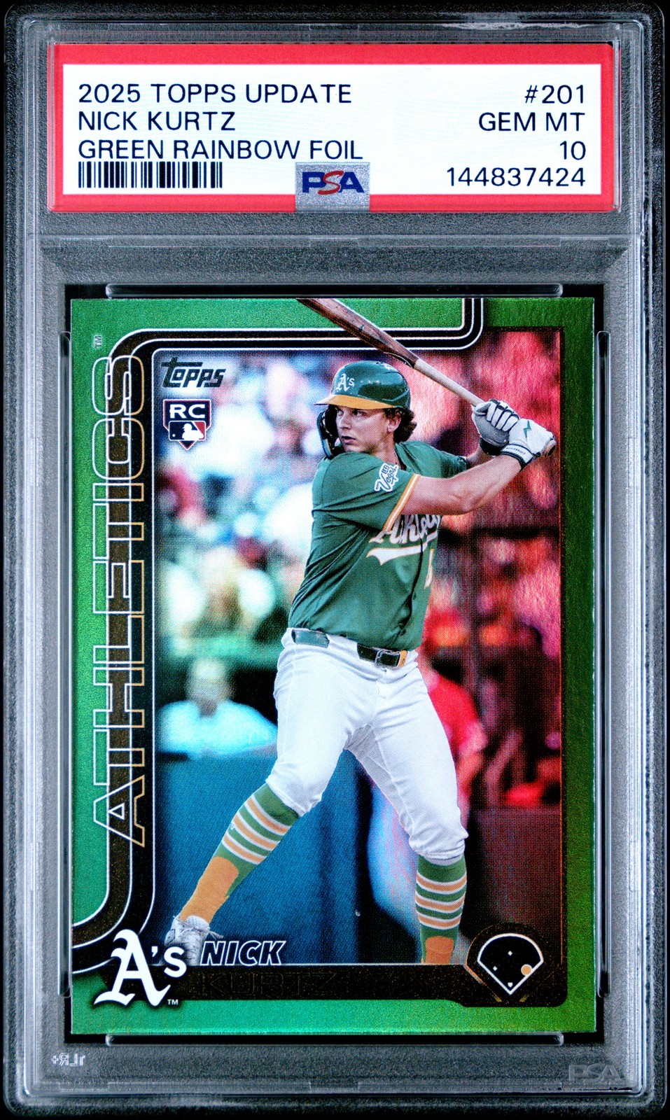 2025 TOPPS UPDATE GREEN RAINBOW FOIL #201 NICK KURTZ 48/99 PSA 10
