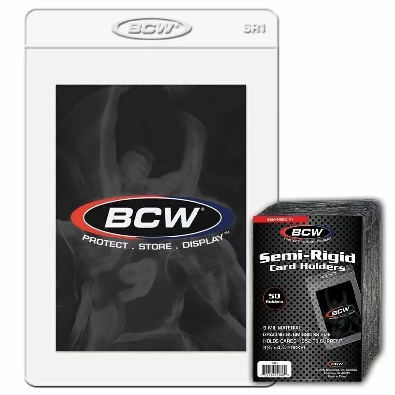 (200) BCW SEMI RIGID CARD HOLDER SR1 – PSA BGS GRADING SUBMISSION SIZE – NEW