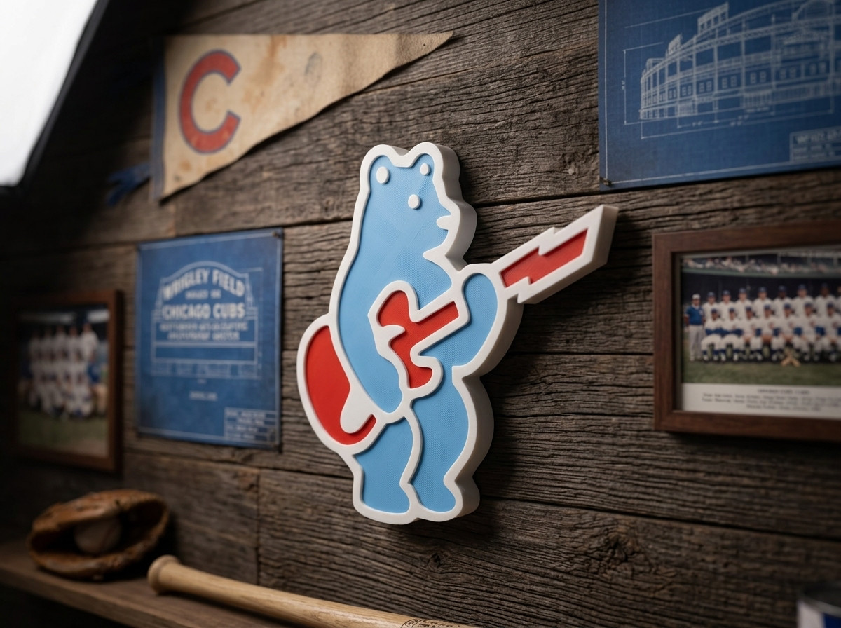 Chicago Cubs Rock Bear Alternate 3D Logo Sign Wall Shelf Decor Man Cave MLB