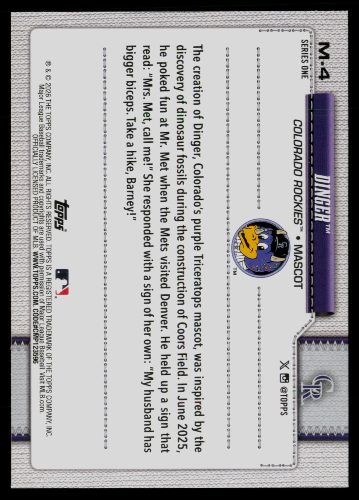 2026 Topps #M-4 Dinger Mascots
