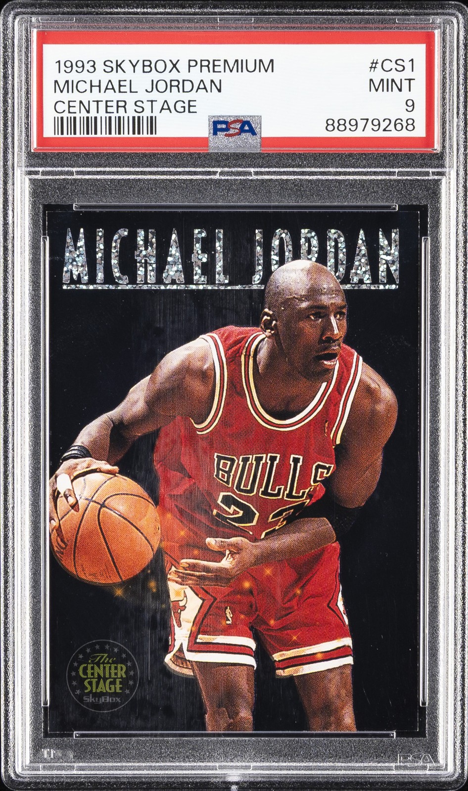 1993 SKYBOX PREMIUM CENTER STAGE #CS1 MICHAEL JORDAN PSA 9