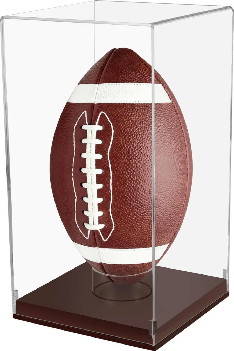 *READ* Vertical Football Display Case Wooden Base Full Size Acrylic NFL NCAA