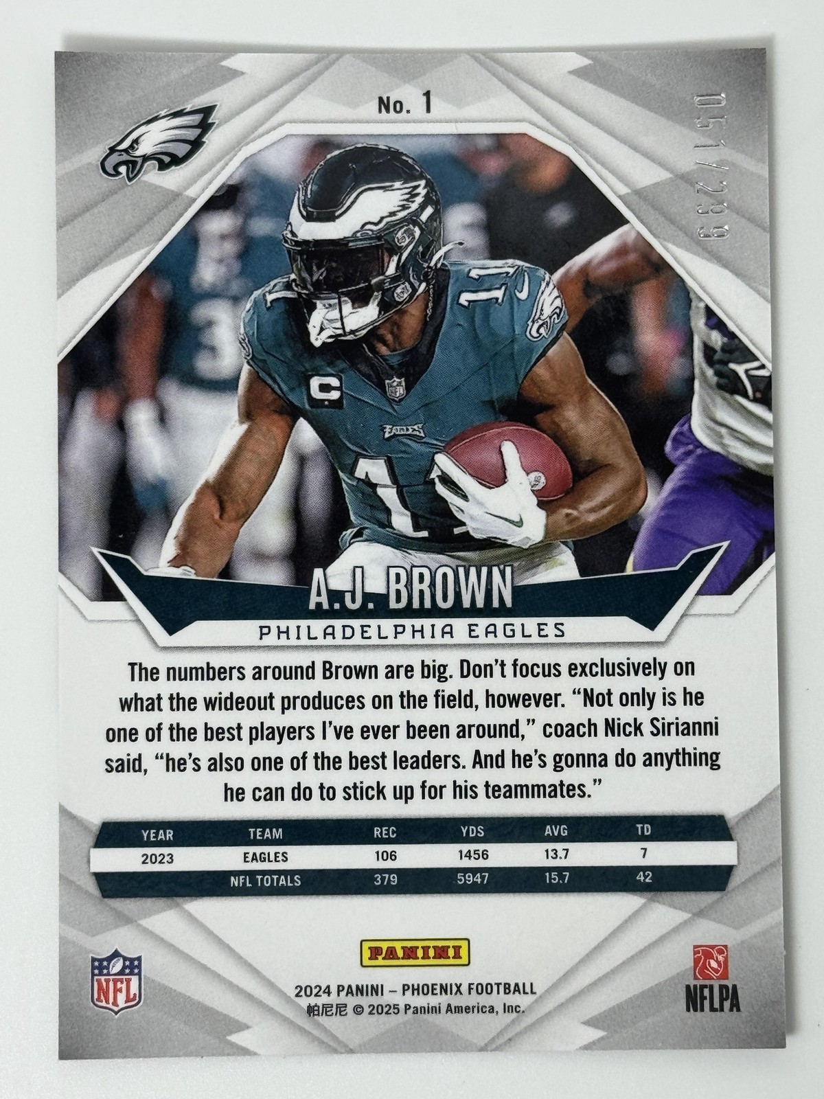 2024 Panini Phoenix Team Logos #/299 #1 A.J. Brown Philadelphia Eagles