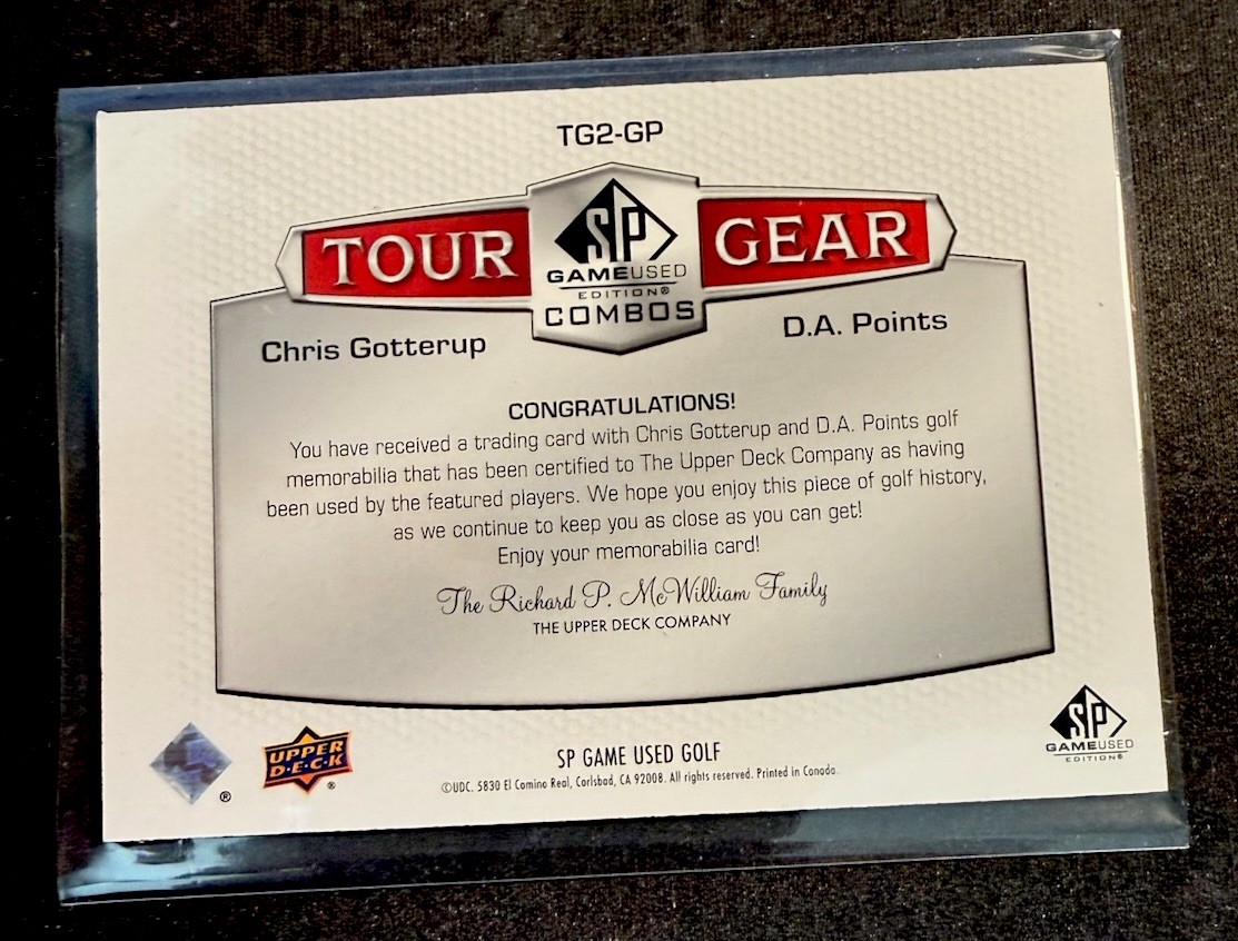 2024 UPPER DECK SP GAME USED GOLF CHRIS GOTTERUP TOUR GEAR TG2-GP Red 4/5 RARE!