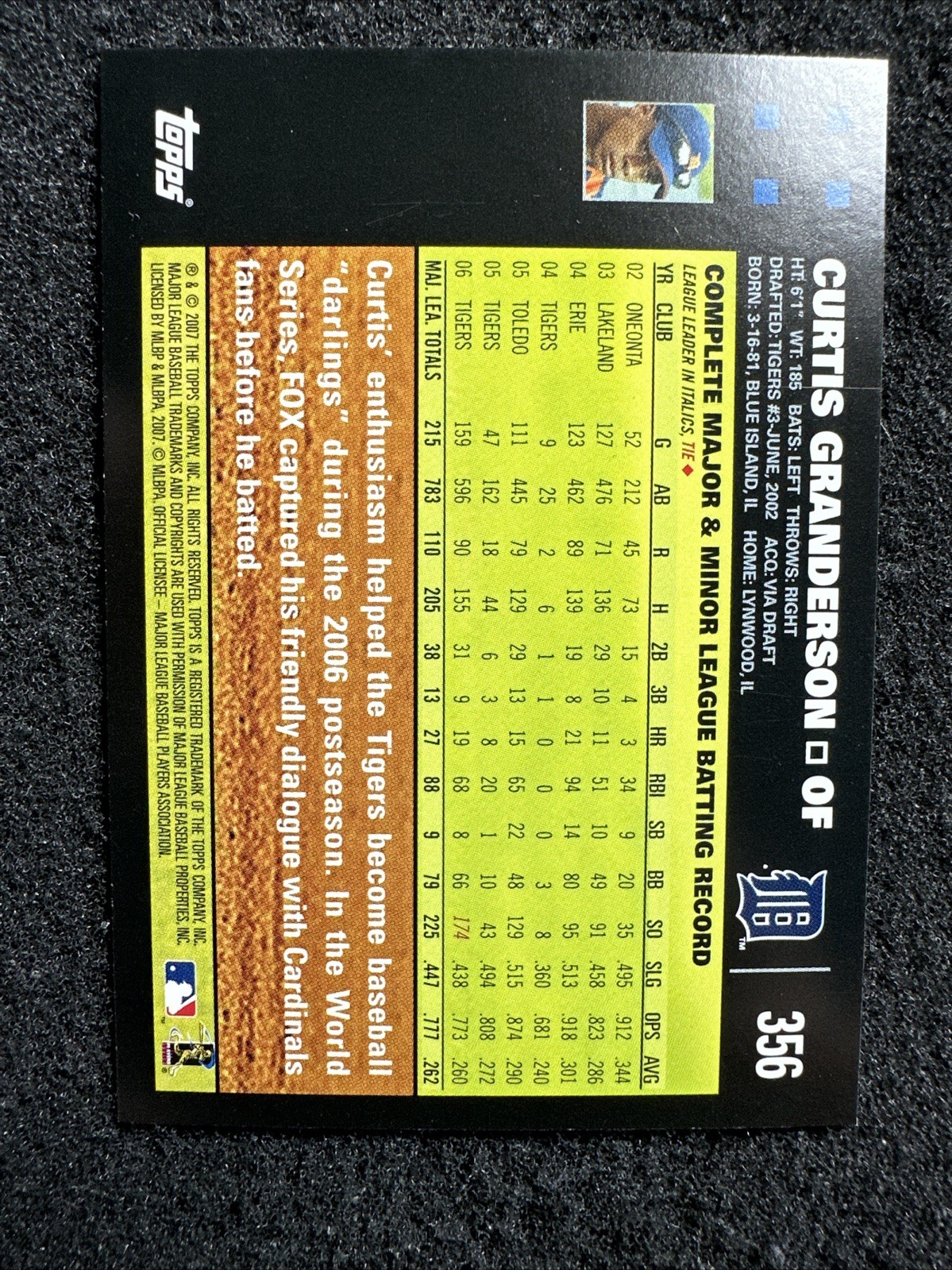 CURTIS GRANDERSON #356 2007 Topps Baseball QTY Detroit Tigers