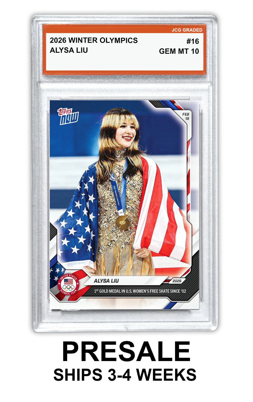 Alysa Liu Topps Now Winter Olympics #16 Graded Gem Mint 10 – Presale