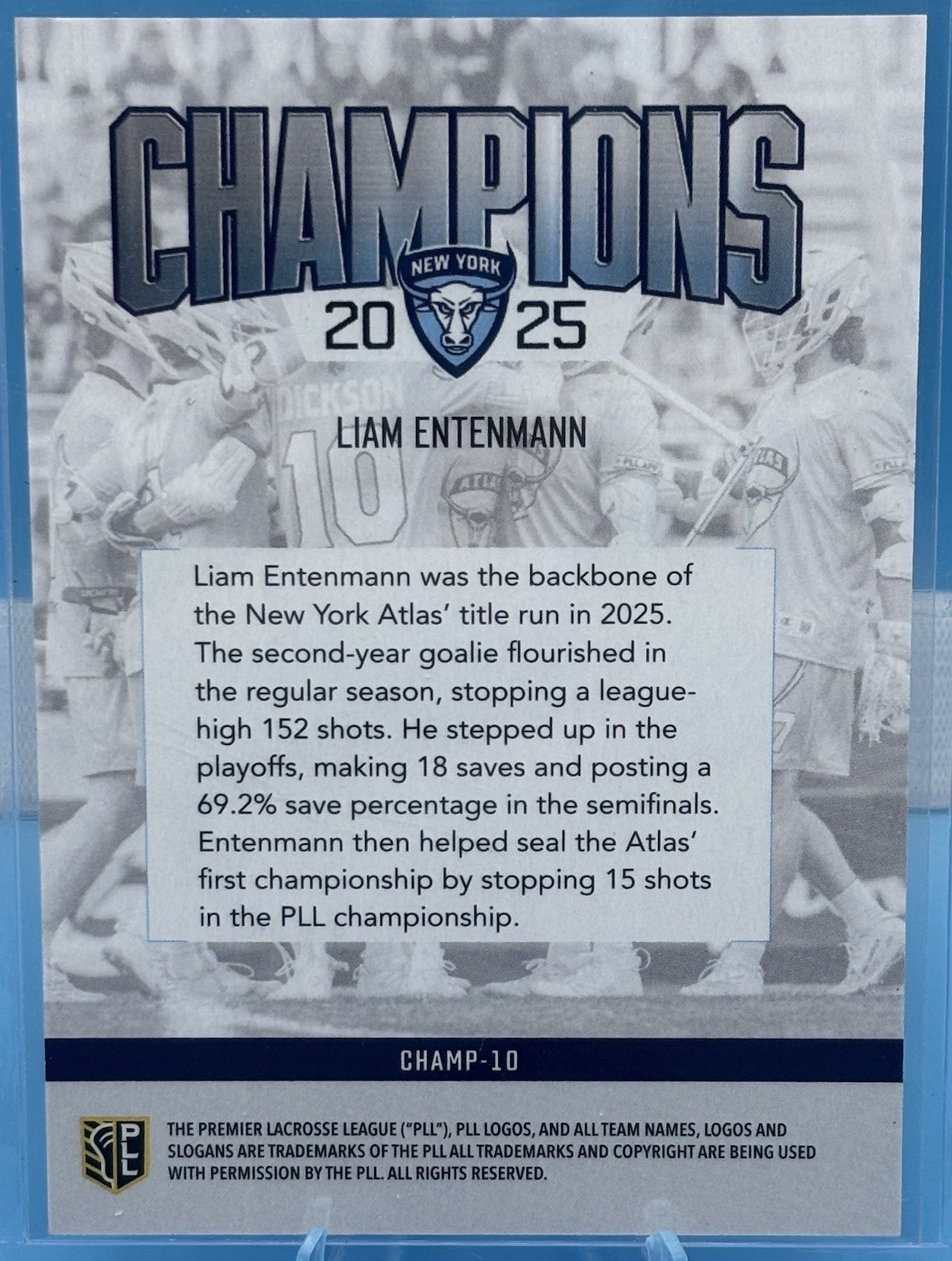 2026 PLL – Fieldside II- Liam Entenmann Champions Insert “Number Match” 44/99