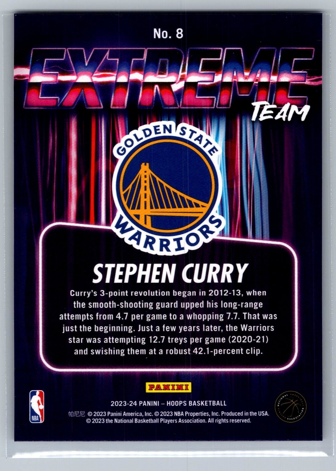 2023-24 Panini NBA Hoops – Extreme Team Sparkle Stephen Curry #8