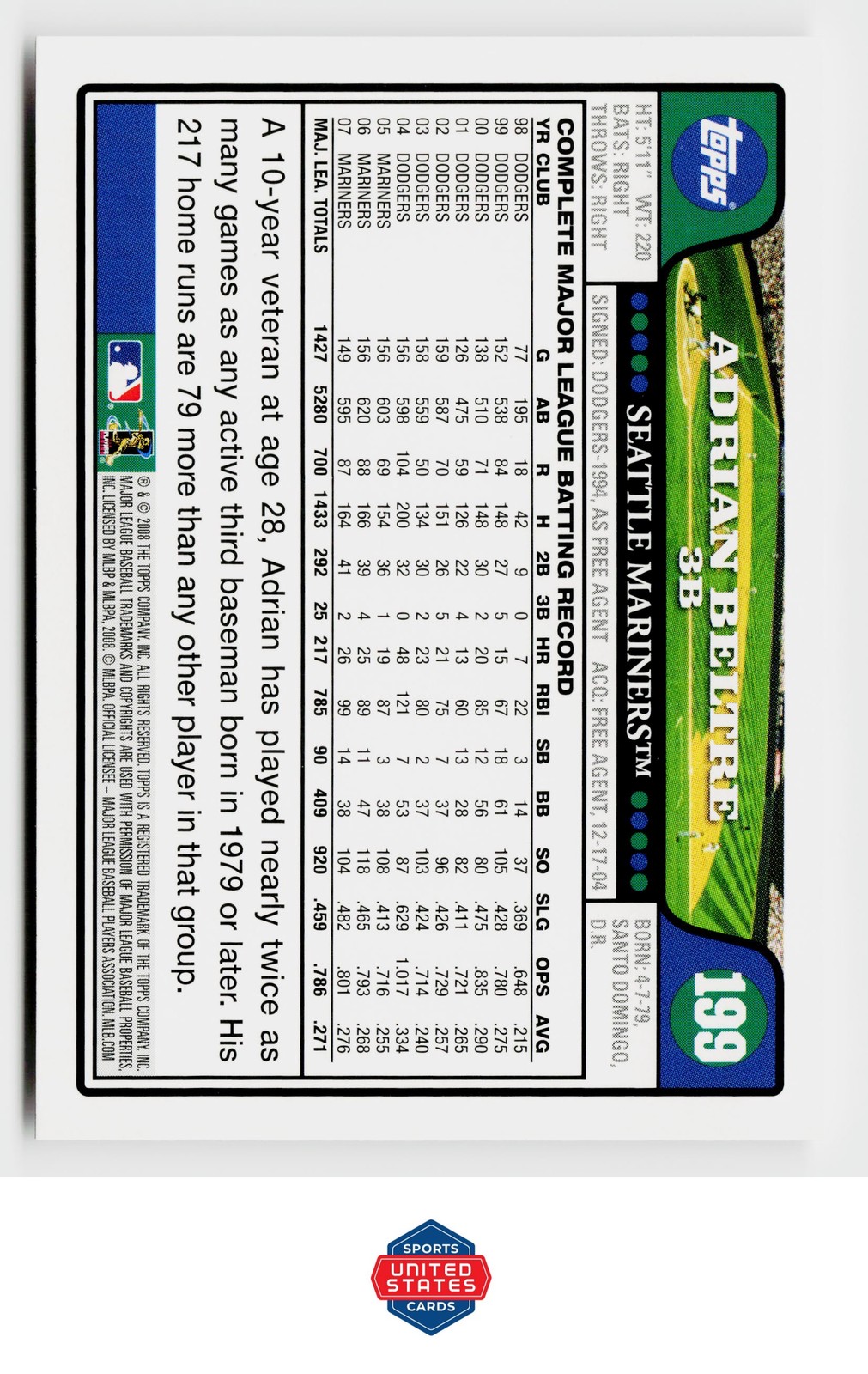 2008 Topps #199 Adrian Beltre