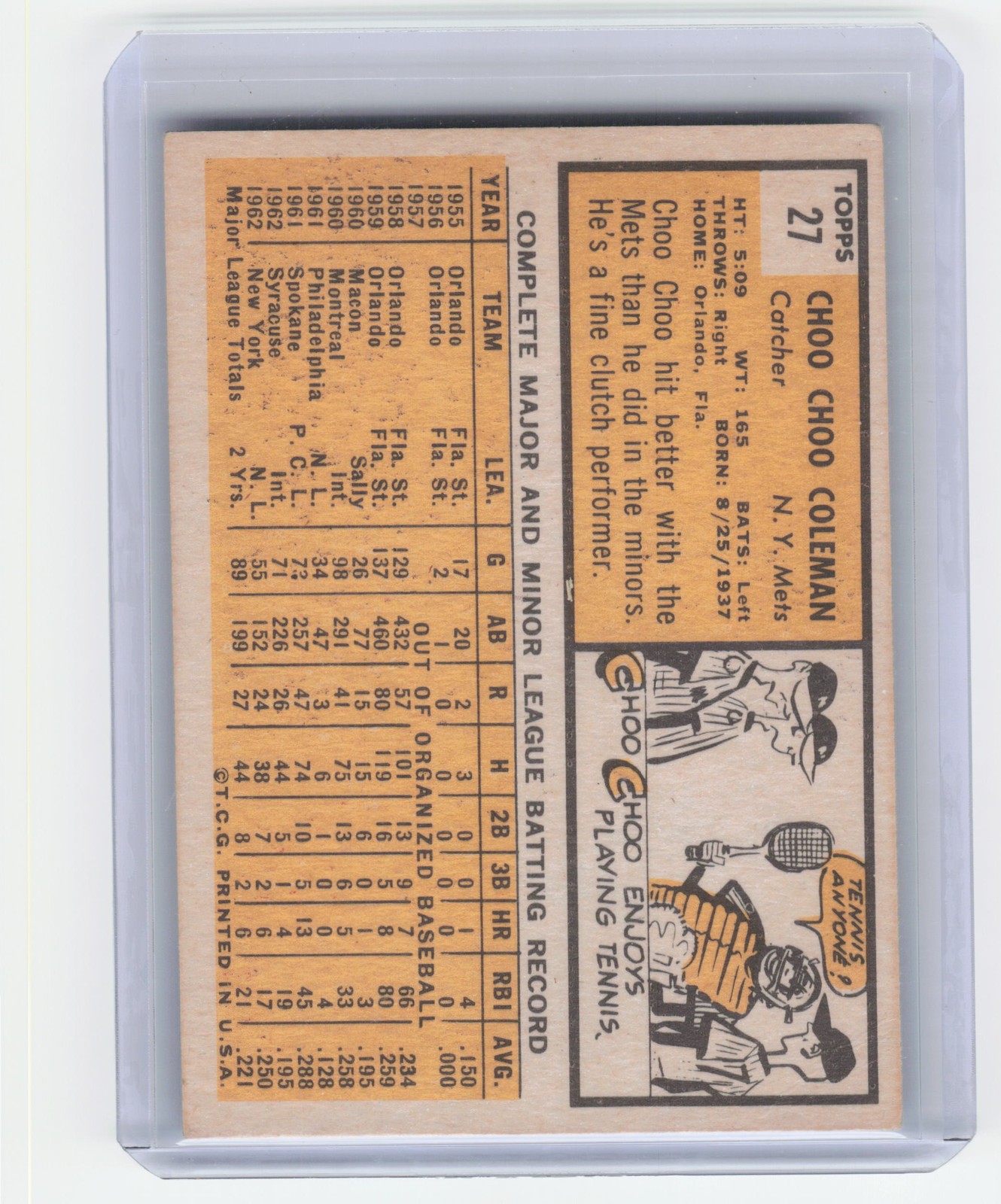 1963 Topps #27 Choo Choo Coleman