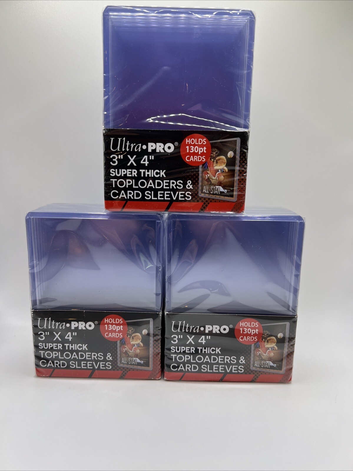 Ultra Pro 3X4 Super Thick Toploaders 130pt Point 3 Packs of 10 WITH SLEEVES