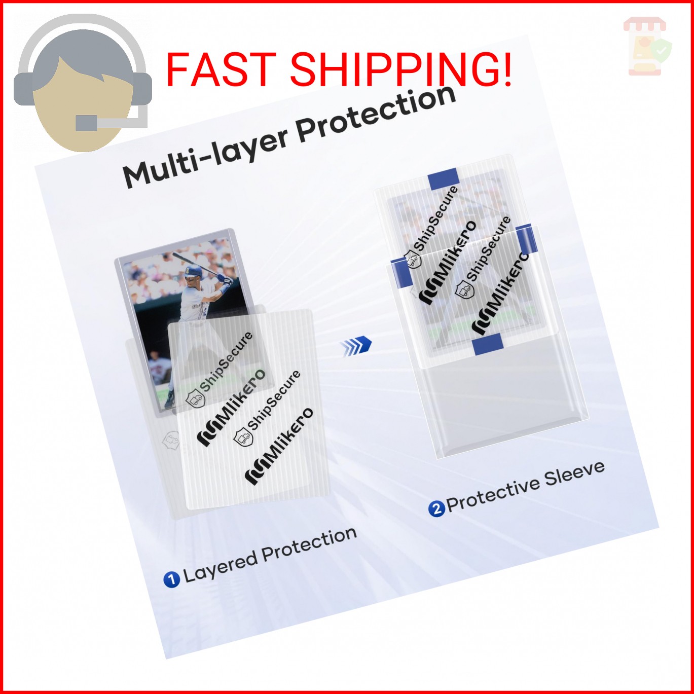 120 Pack Trading Card Shipping Protectors, 3.5” x 4.5” Plastic Card Protector