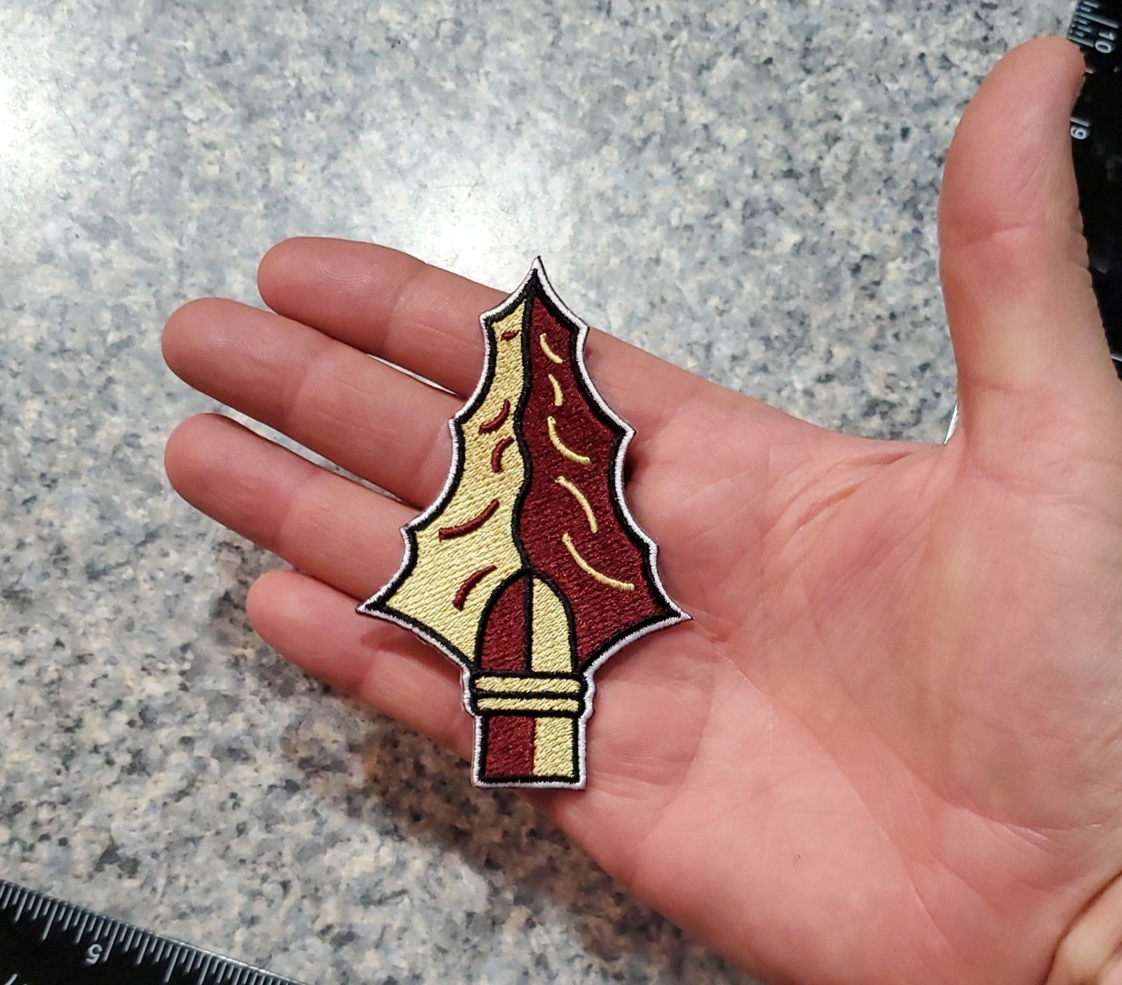 Classic Retro FSU Spear Head Patch. Seminoles. Embroidered. Iron On. 4″