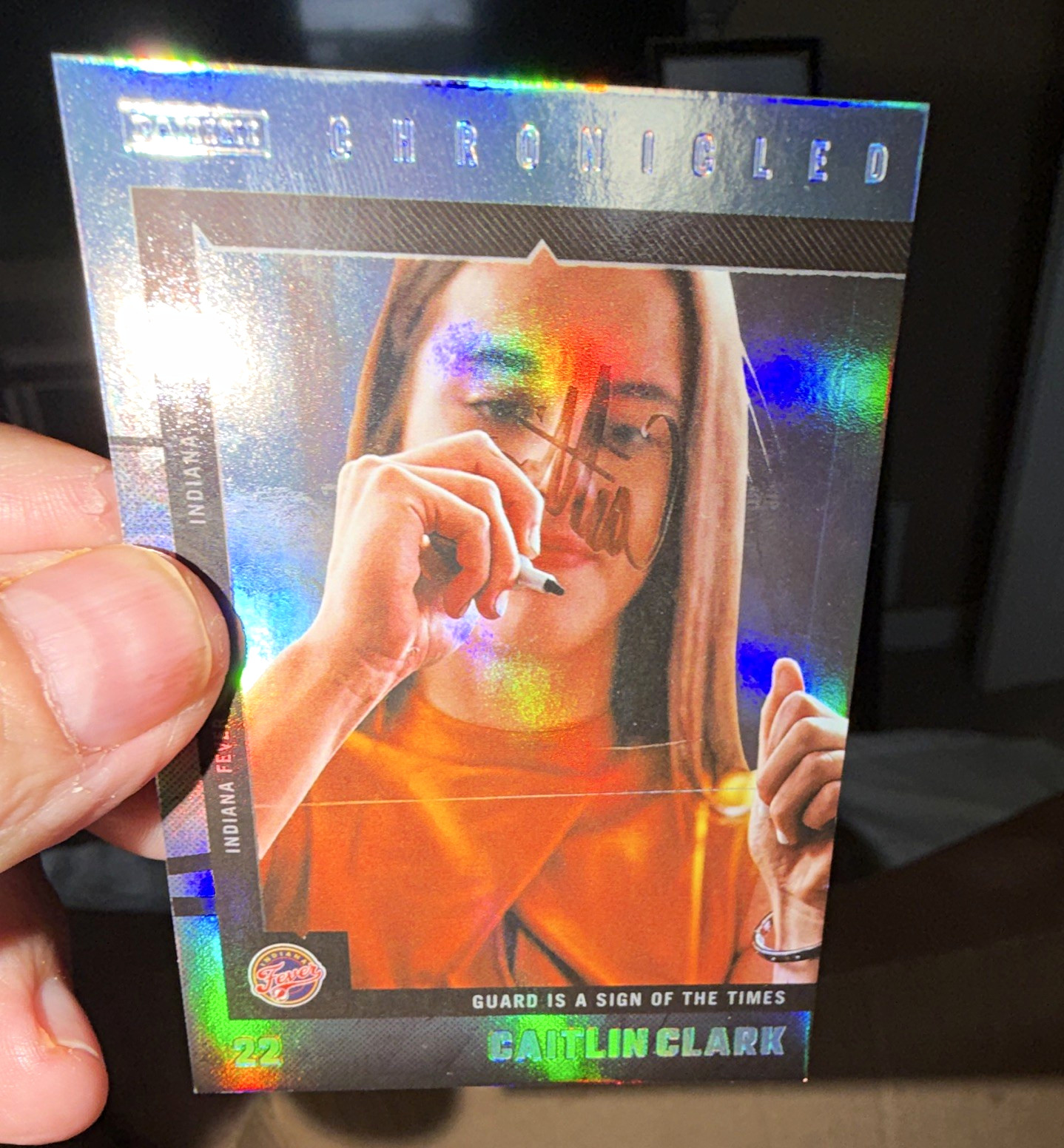 Panini 2025 Caitlin Clark Chronicled #22 Indiana Fever Sign of the Times Auto