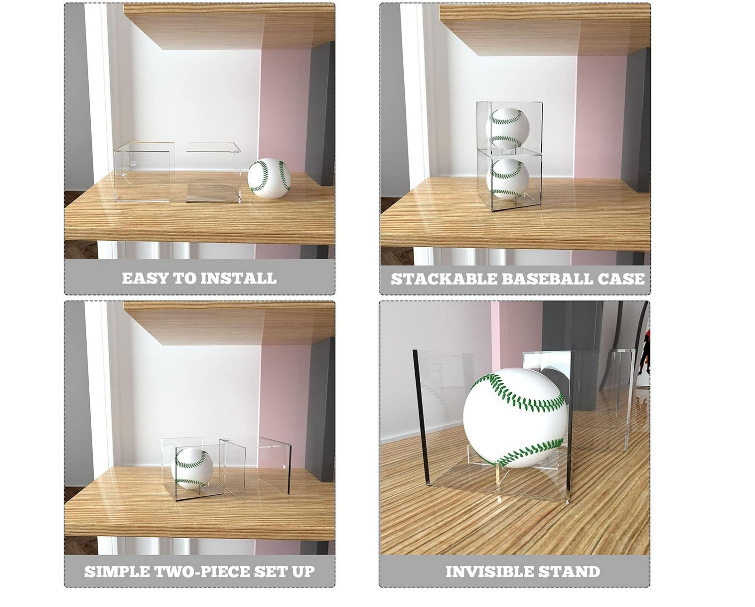 1PCS Baseball Display Case,Uv Protected Acrylic Baseball Boxes,Clear Cube Autogr