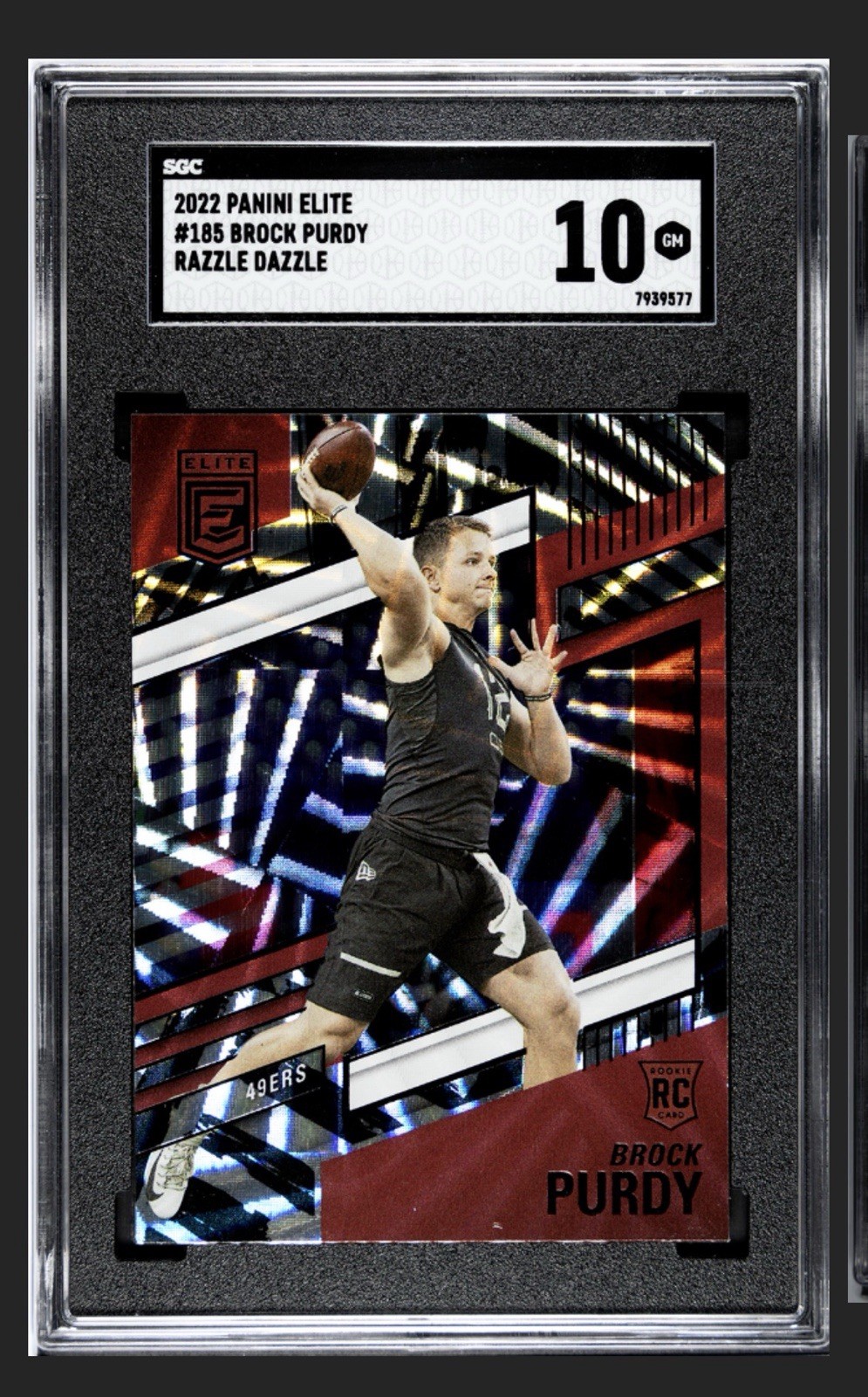 2022 Panini Elite #185 Brock Purdy Razzle Dazzle (RC) SGC 10 GEM MINT CASE HIT!!