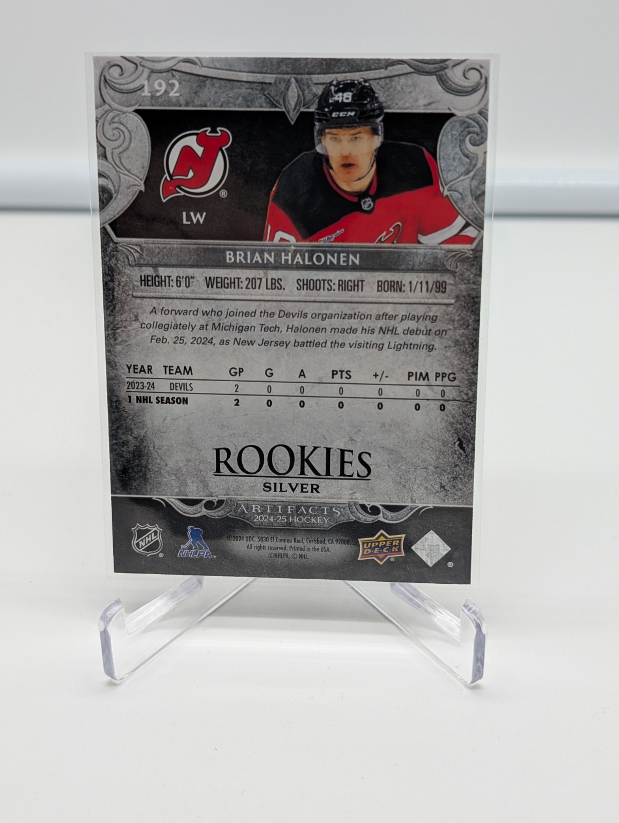 2024-25 Upper Deck Artifacts #192 Brian Halonen Silver Rookies #’d 795/999