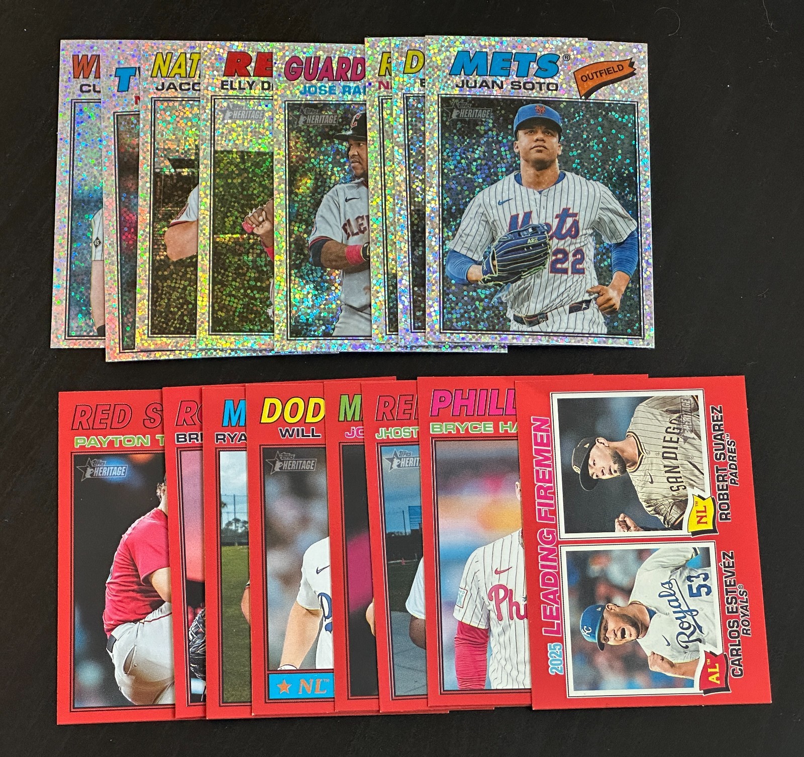 2026 Topps Heritage Baseball Silver Sparkle & Red Border Cards Harper Elly Tolle