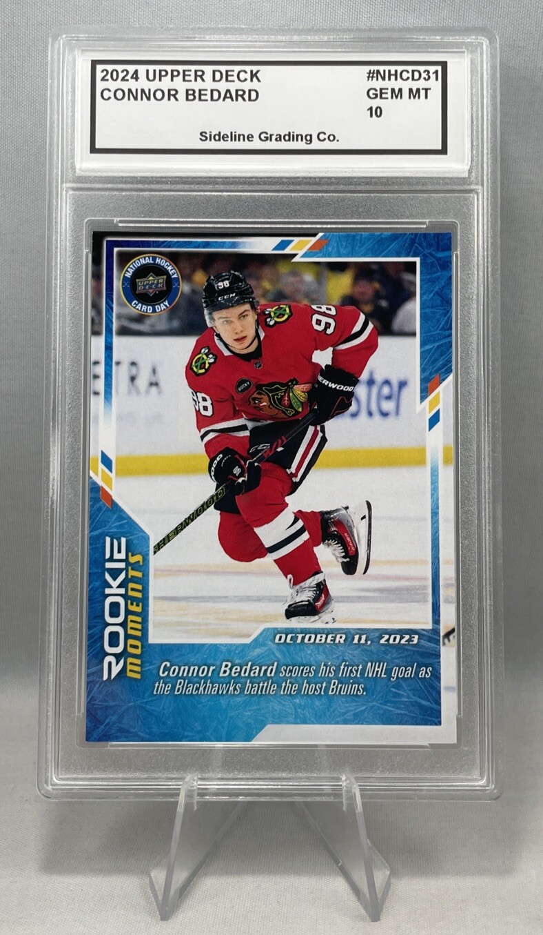 Connor Bedard Rookie Graded 10 Gem Mint 2024 Upper Deck First Goal Rare RC