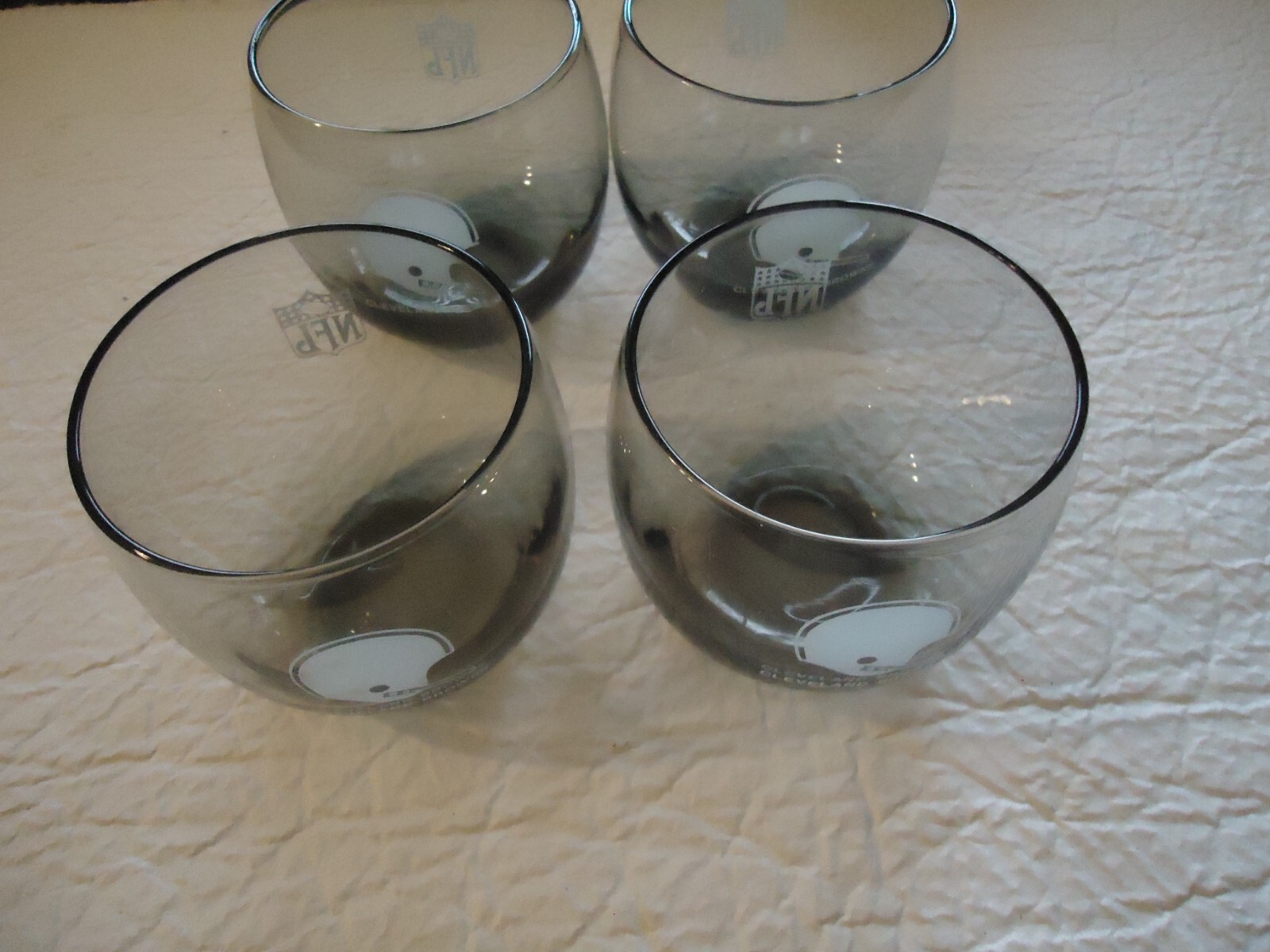 Lot of 4 1970’s NFL Cleveland Browns Smokey Glass Whiskey 8 Ounces