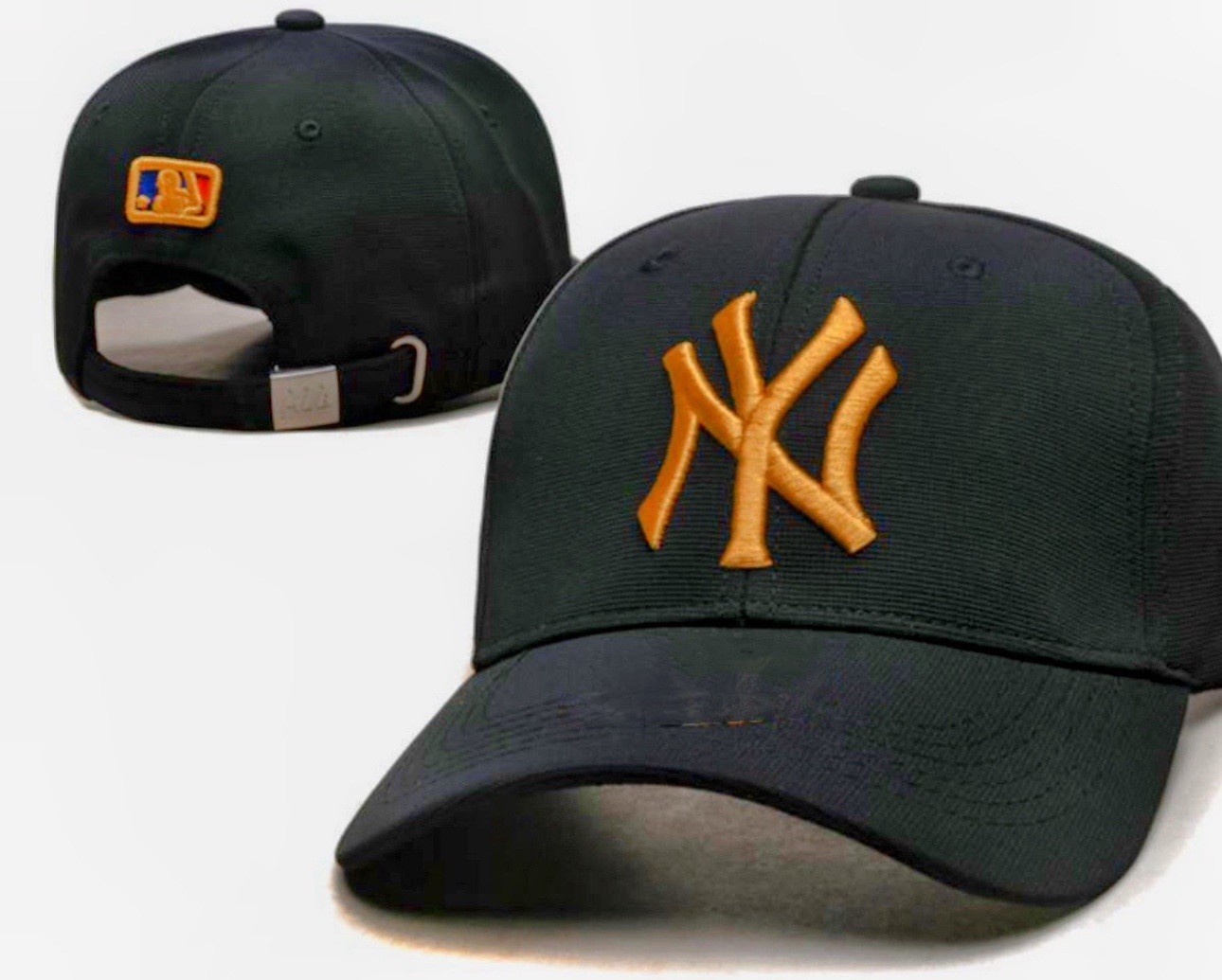 New York Yankees Hat Black Gold Adjustable Curved Brim Baseball Cap NY Logo
