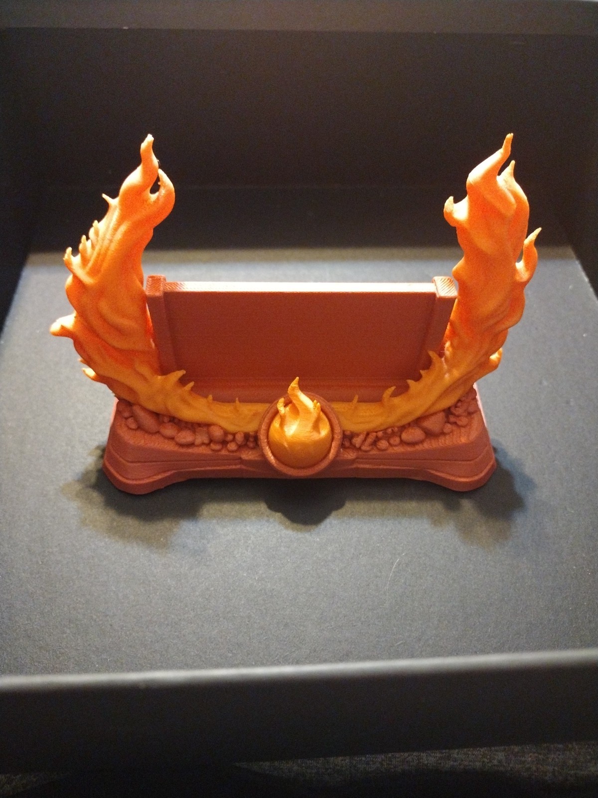 3d printed Fire Elemental Card Display Stand!! Great For Pokemon And Other TCG!!