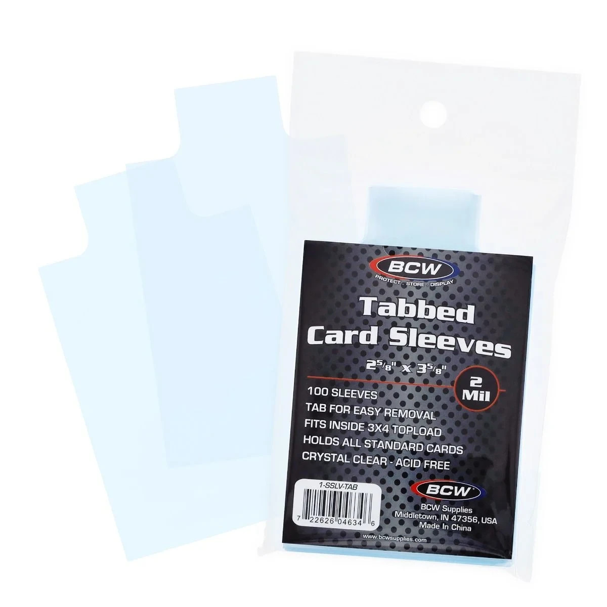 100 (1 Pack) BCW Easy Pull Tabbed Tab Soft Sleeves Trading Card Submission PSA