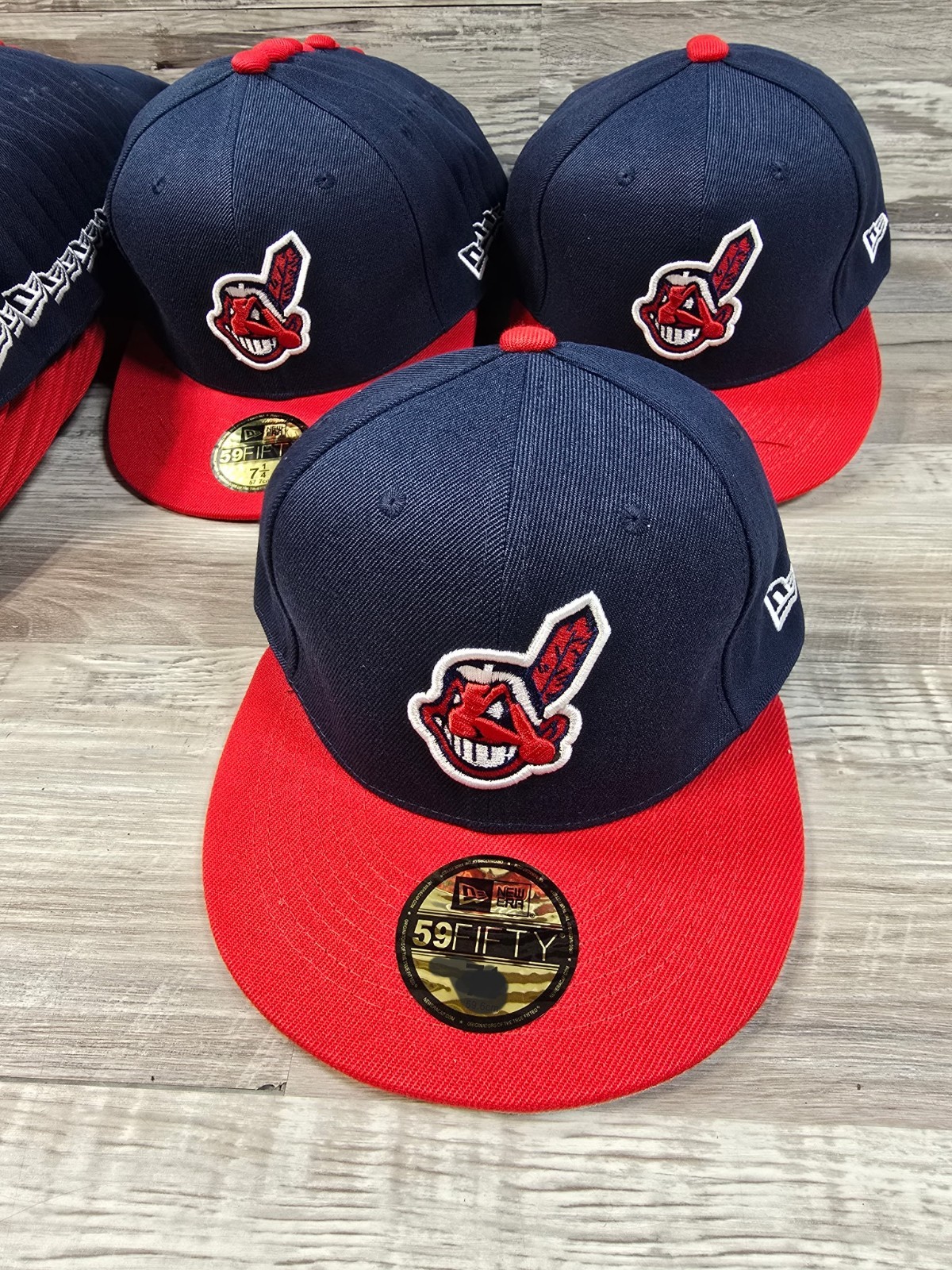 Cleveland Indians Cap Hat New Era Adult Mens Fitted Size 7 1/4 Chief Wahoo !New!