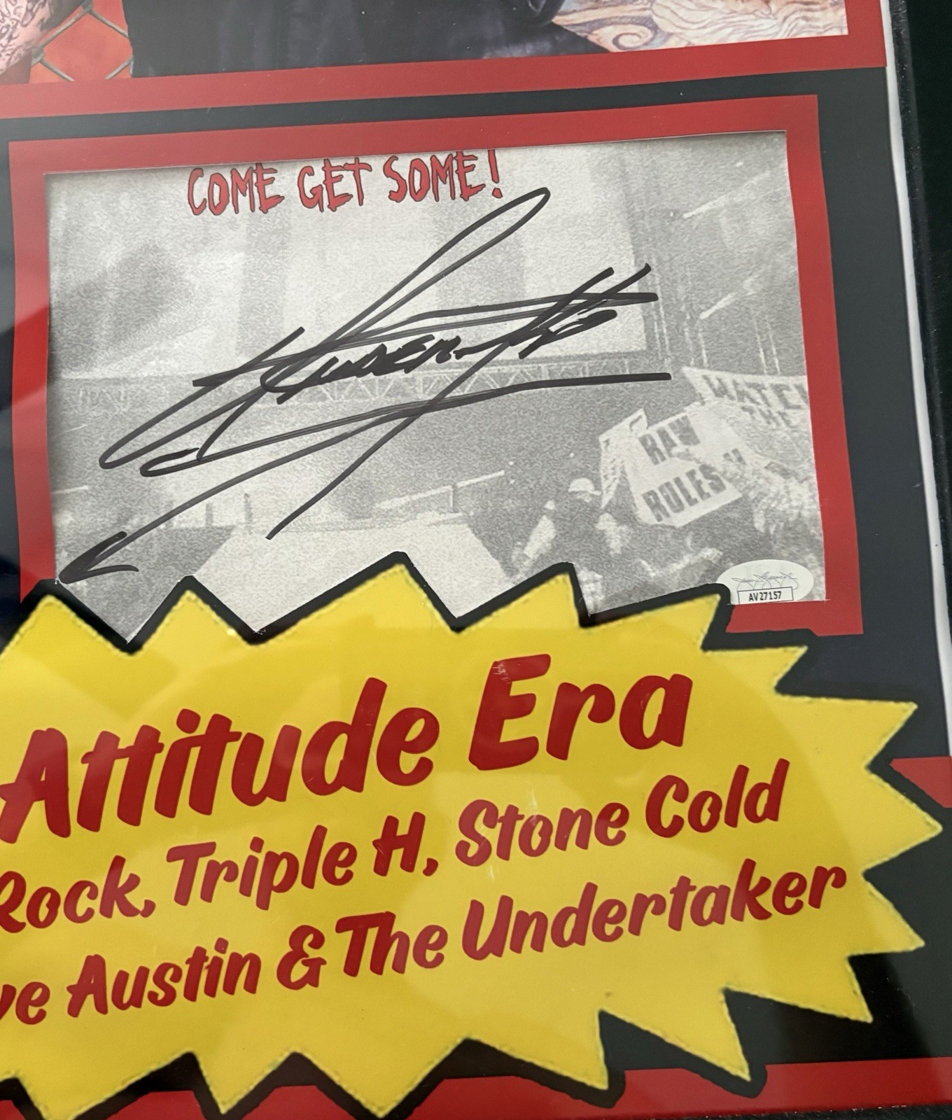 WWF Attitude Era Framed Autographed BAS The Rock Austin Triple H Stone Cold WWE