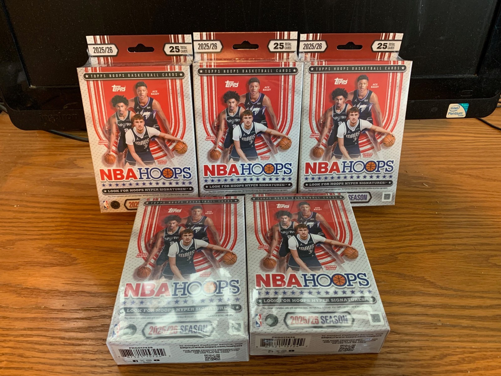 Lot of 5; 2025-26 Topps NBA Hoops Basketball; Sealed Hanger Boxes