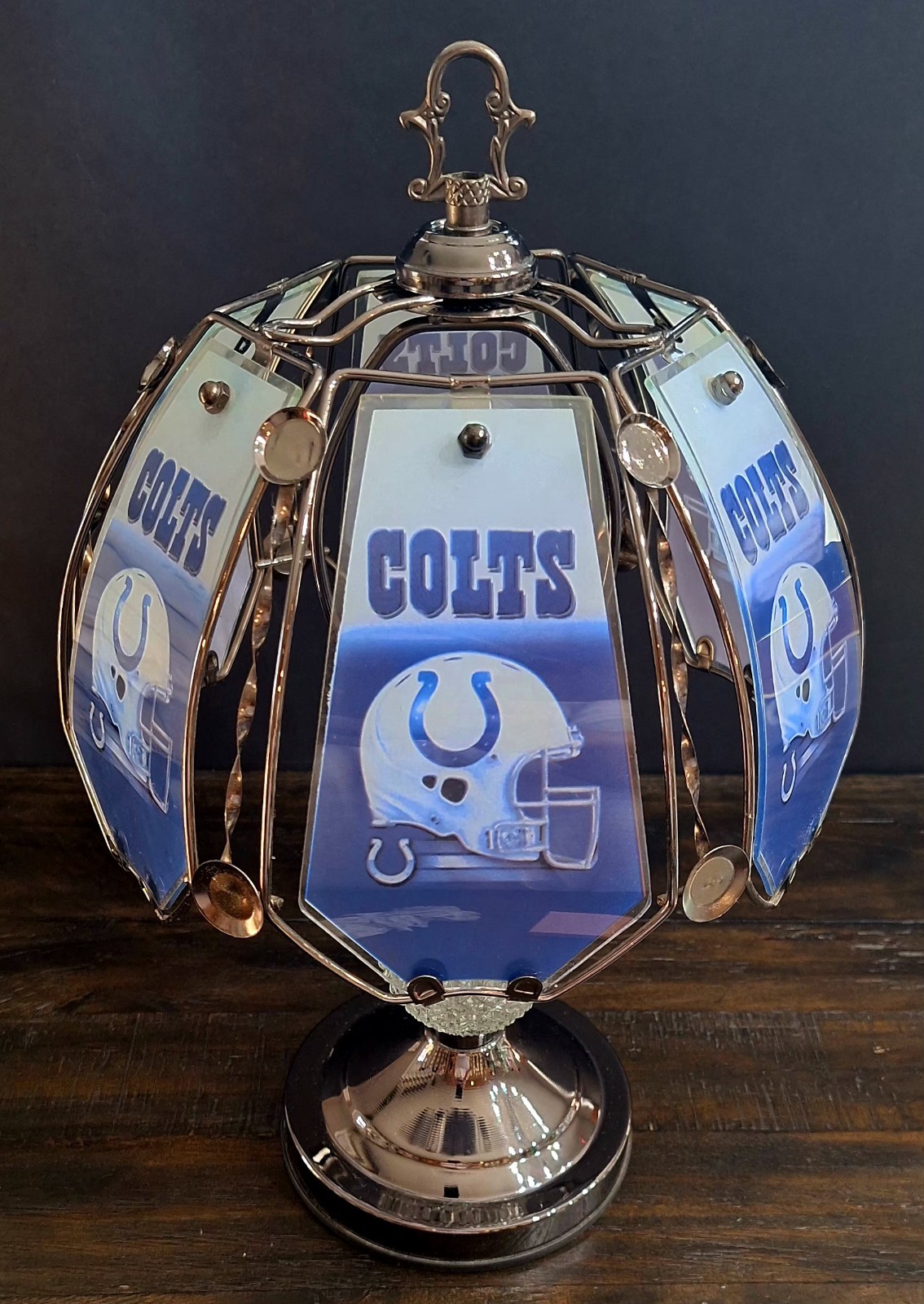 16″ NFL INDIANAPOLIS COLTS TOUCH LAMP Glass/metal Panels – Man Cave/Bar/Football