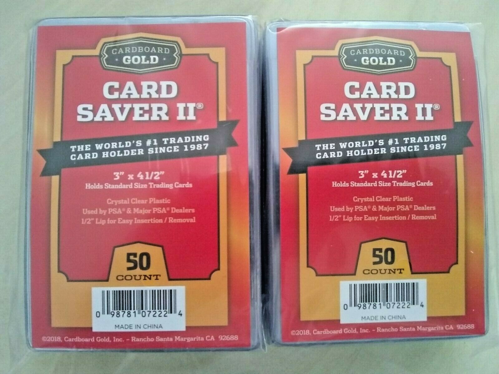 (100) CARDBOARD GOLD Card Saver 2 II RIGID PSA GRADING HOLDERS 1/2 LIP SEALED