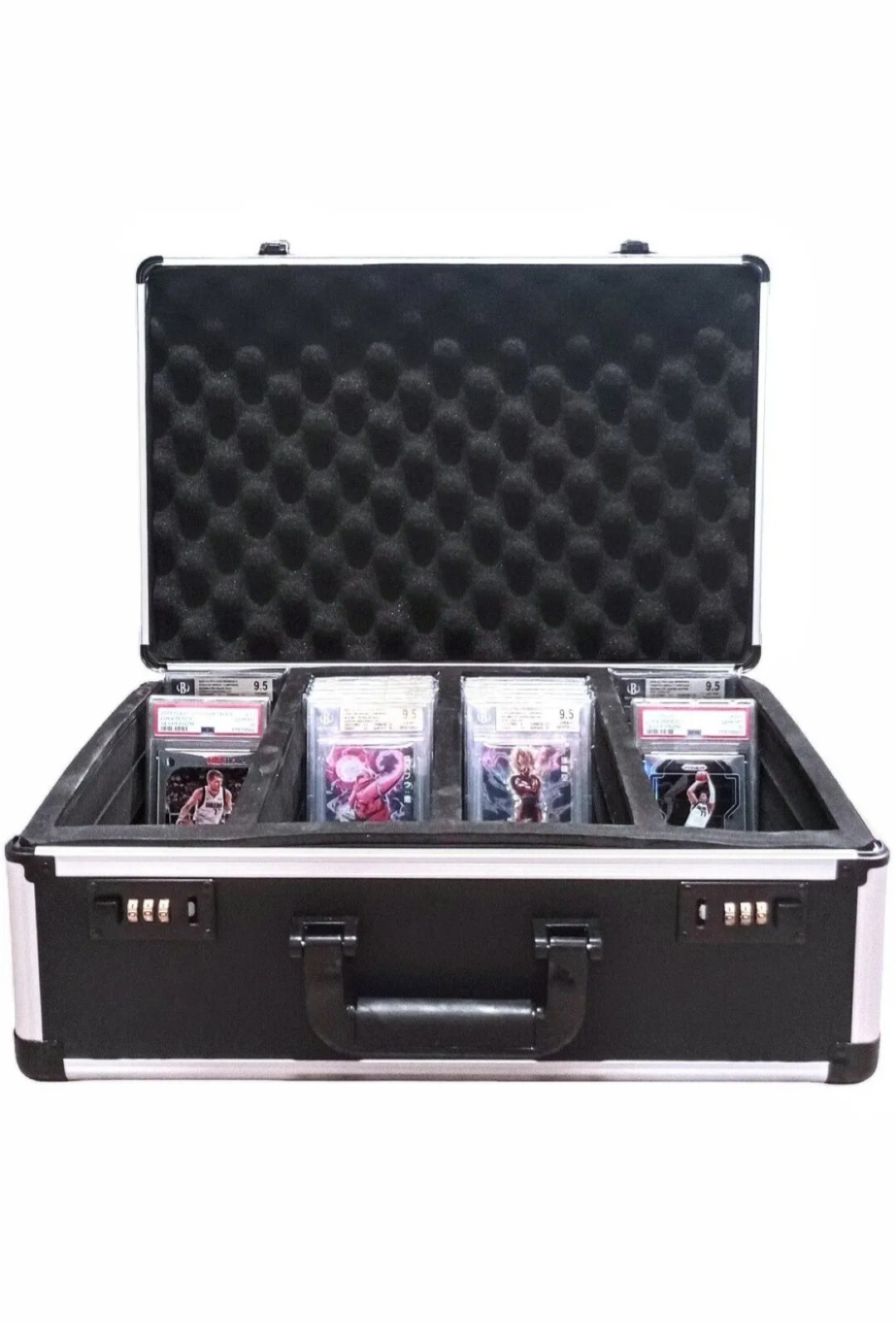 Graded Card Case w/ Dividers: 150 Slab Storage – Waterproof & Dual Combo Lock