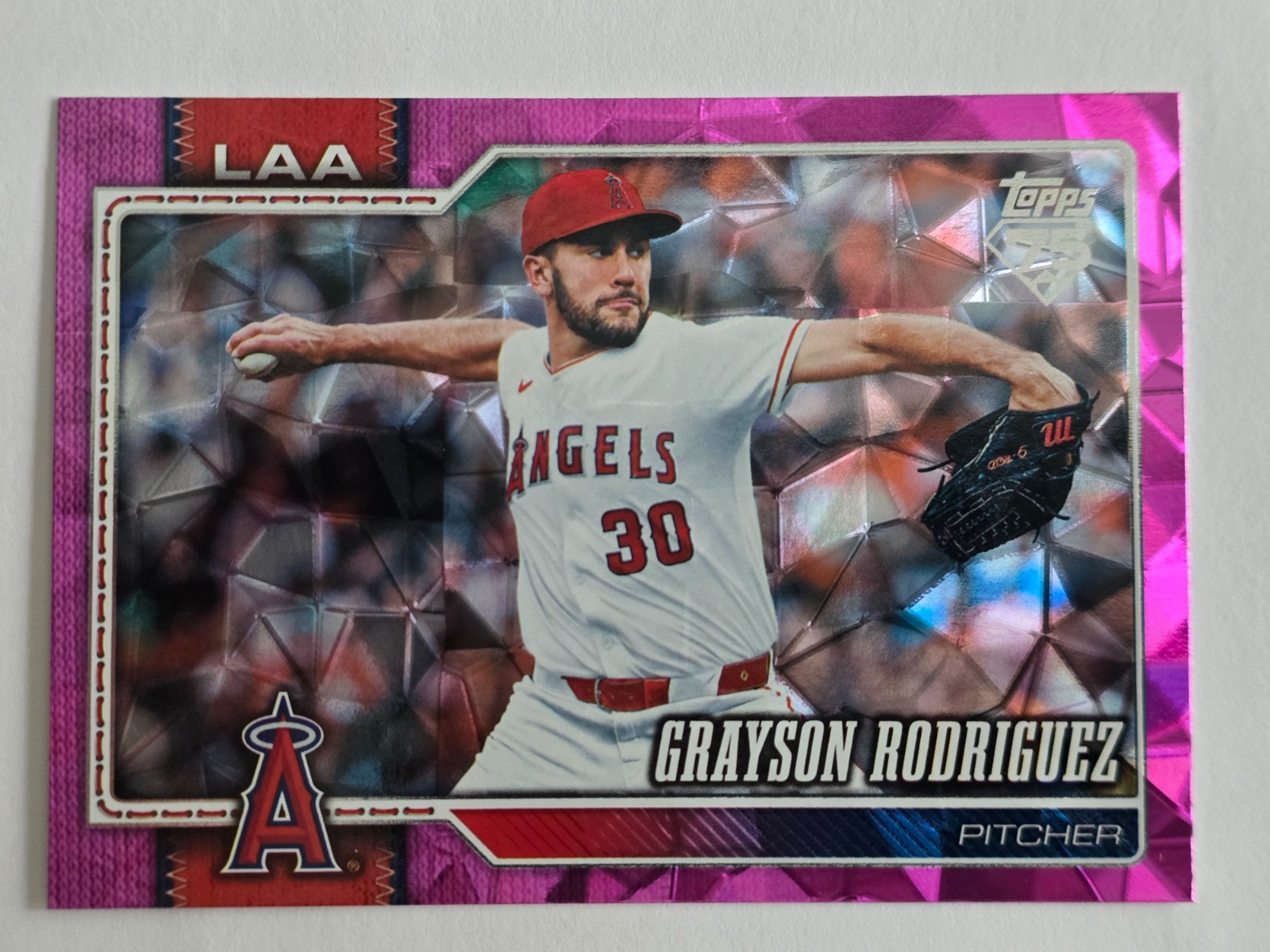 2026 Topps Series 2 Grayson Rodriguez #577 Angels Pink Diamante Foil Parallel