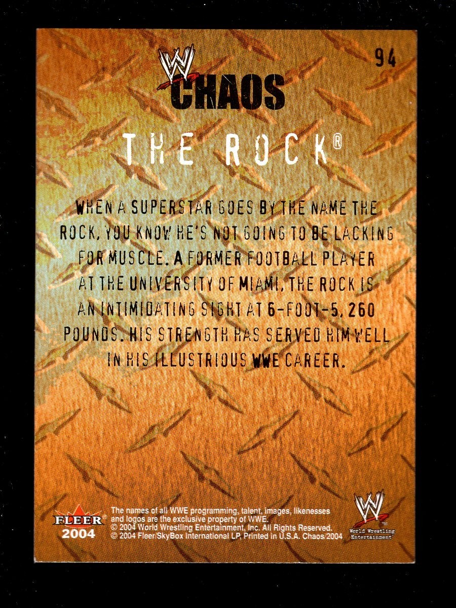 2004 FLEER WWE CHAOS PUMPING IRON #94 THE ROCK DWAYNE JOHNSON