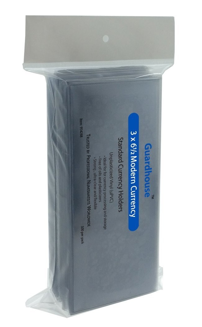 Currency Sleeves for Modern Banknotes – 100 Pack, Protective Coin Holders, Clear