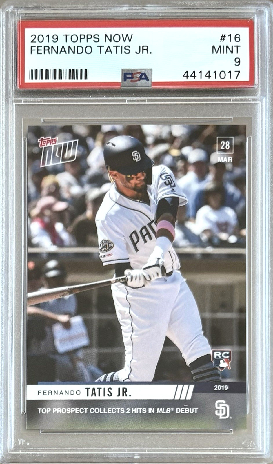 2019 TOPPS NOW #16 FERNANDO TATIS JR. PSA 9 MINT PADRES DEBUT & FIRST MLB HIT