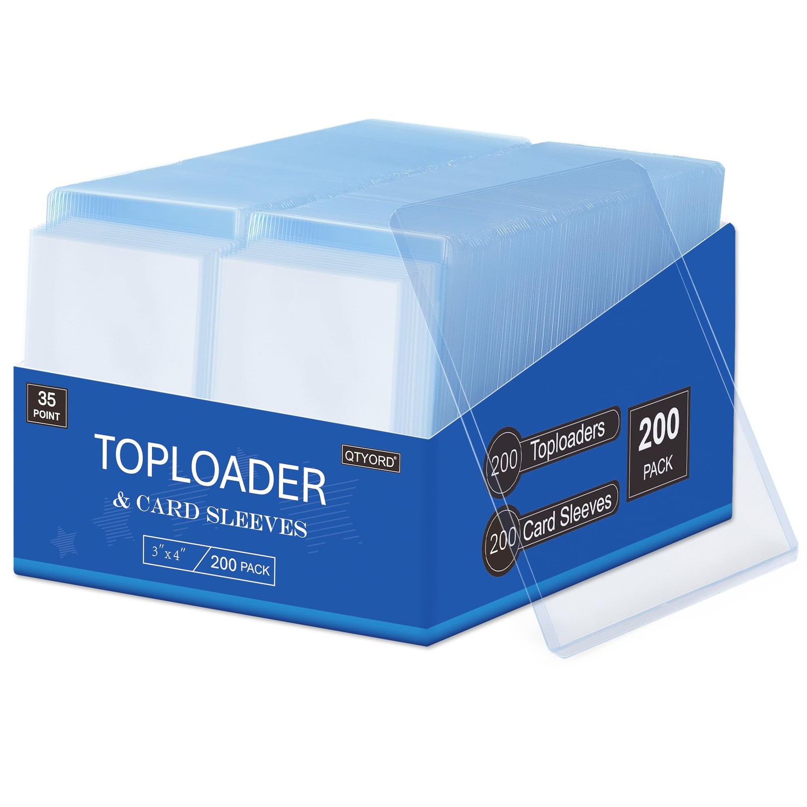 400Pcs Top Loaders for Cards (200Pcs Hard Plastic Card Holders & 200Pcs Penny