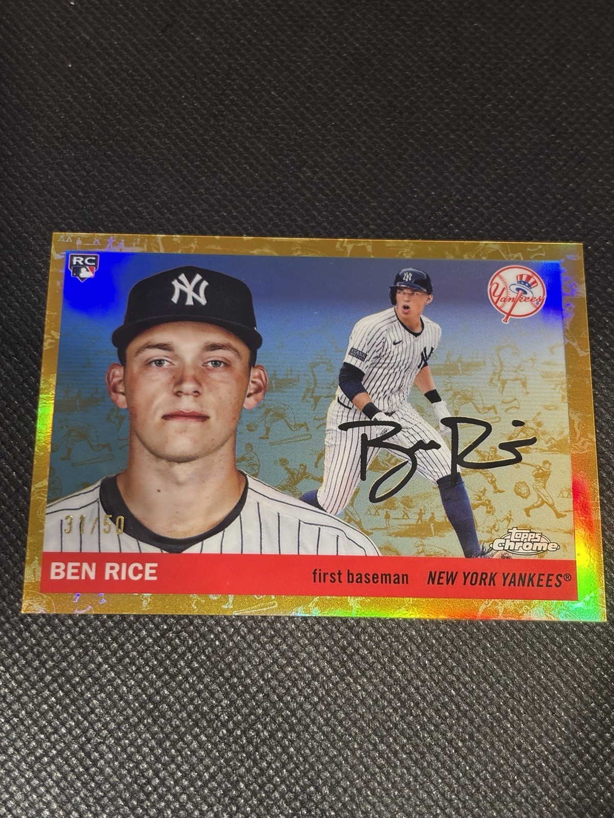 2025 Topps Chrome Platinum Ben Rice Gold Toile /50 #311 RC Yankees
