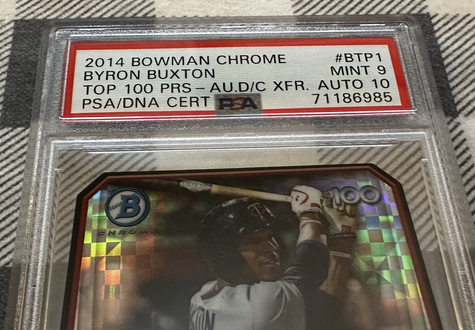 2014 Bowman Chrome Byron Buxton /24 Top 100 Die Cut X-Fractor Autograph #BTP-1