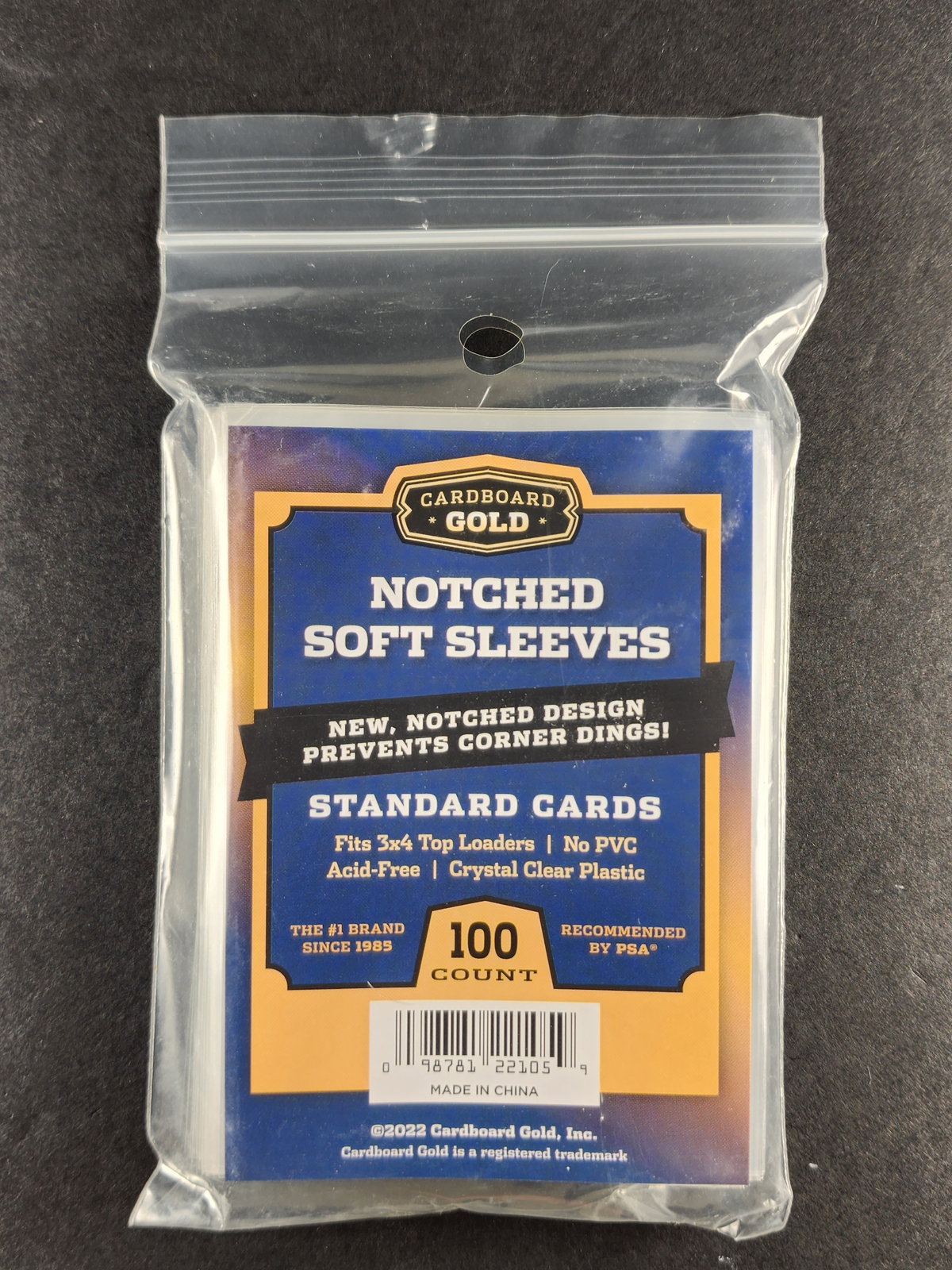 2 Packs (200) Cardboard Gold Notched Soft Penny Sleeves Regular Card Easy Glide