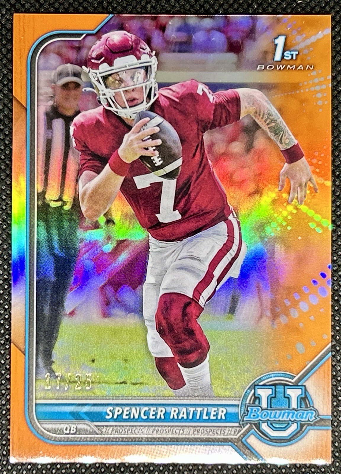 Spencer Rattler 2021 Bowman Chrome Prospects Orange Refractor /25 SSP Sooners RC