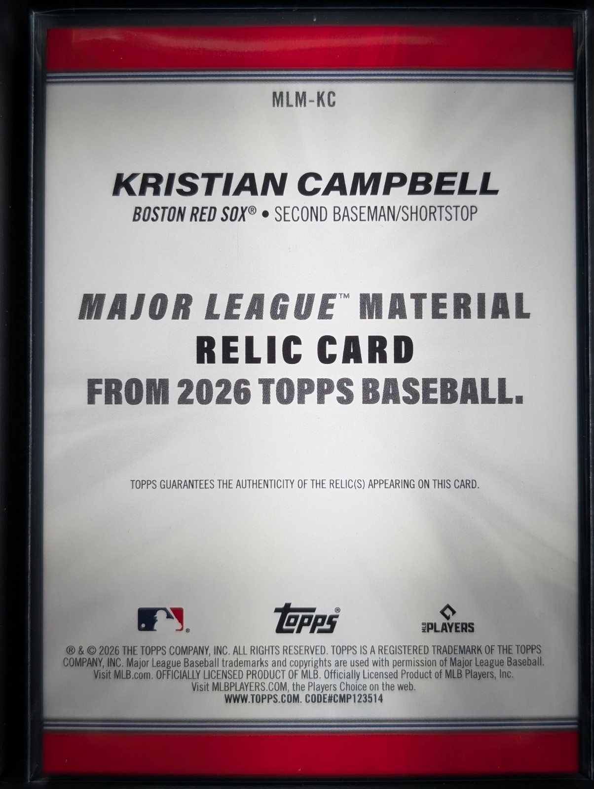 2026 Topps Series 1 Kristian Campbell Major League Material #MLM-KC (MEM)