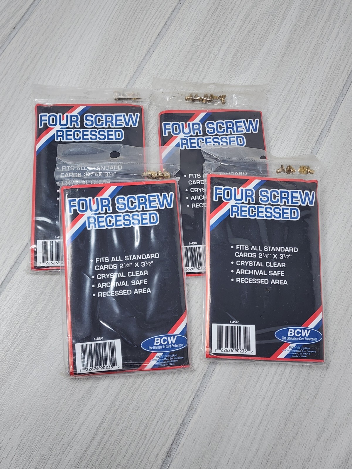 4 Count Lot BCW 4-Screw Screw-Down Recessed Trading Card Holder Regular 20pt