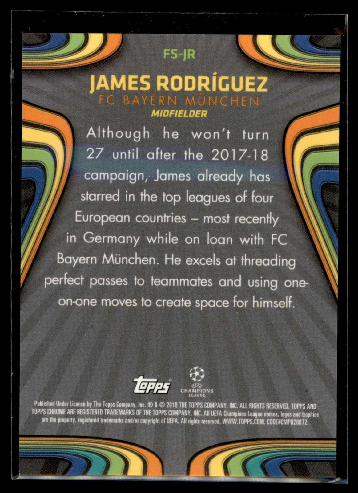 2017-18 Topps Chrome UEFA CL Future Stars James Rodriguez – FC Bayern Munich