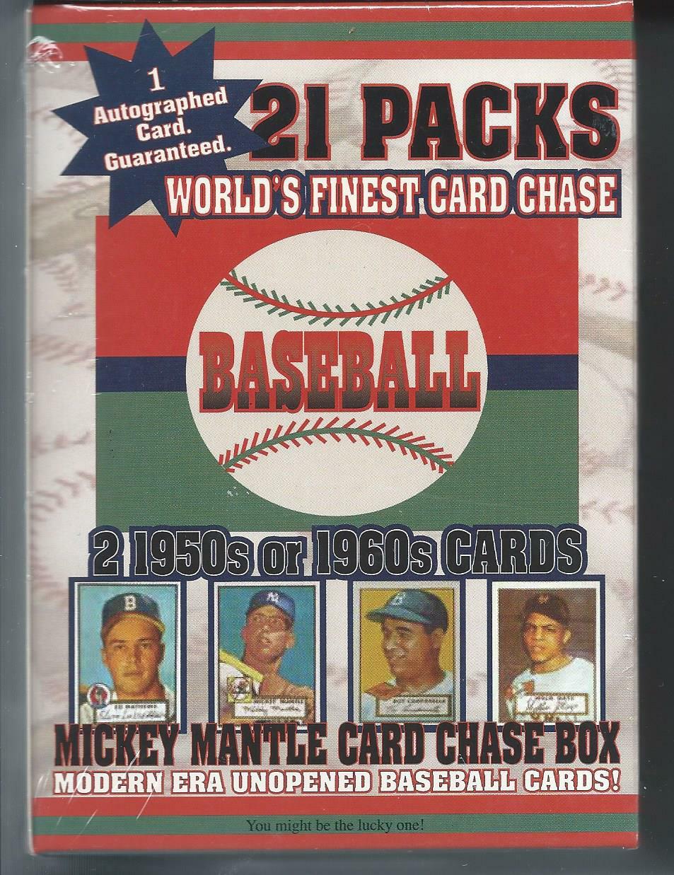 1952 MANTLE CARD CHASE BOX- 21 PACKS + AUTOGRAPH CARD + 2 1950/60’S CARDS
