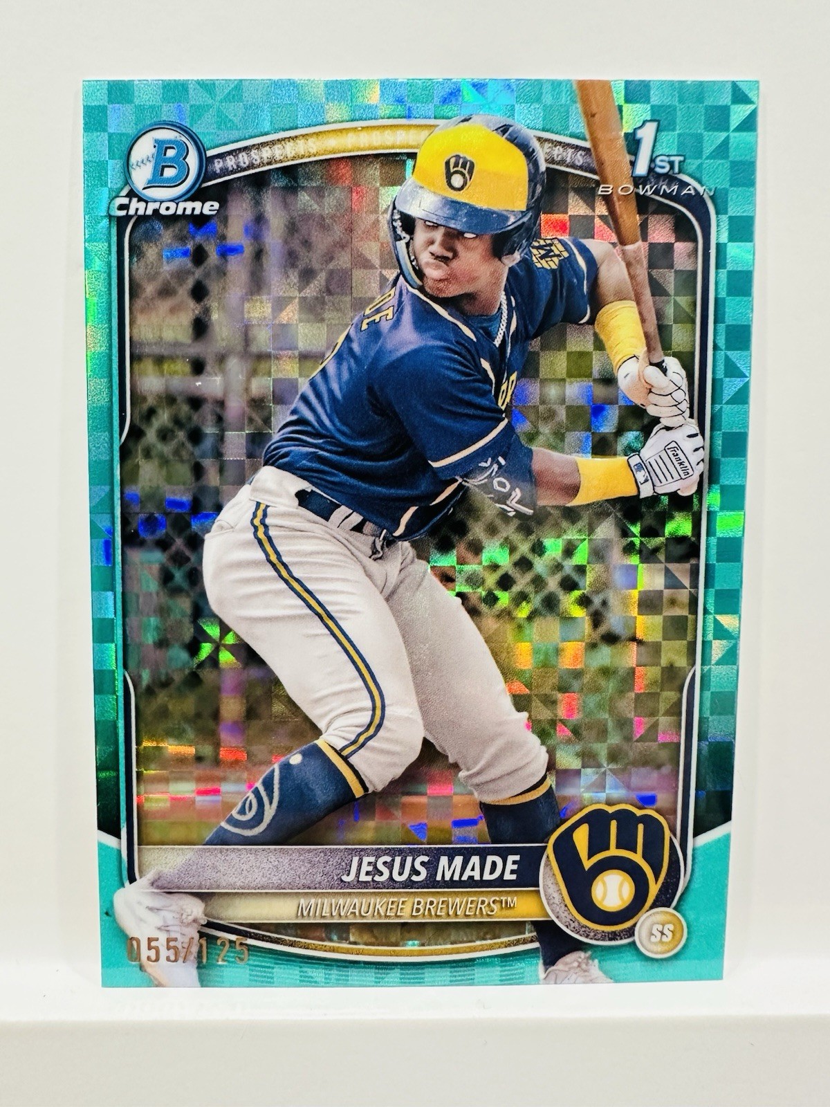 2025 Bowman – Chrome Prospects Jesus Made #BCP-50 Aqua Mojo Refractor /125 (RC)