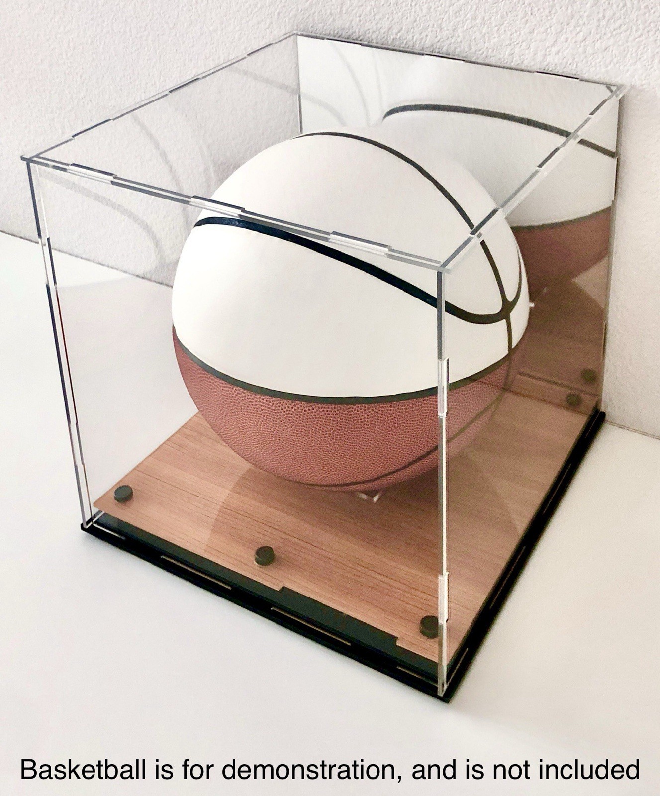 Basketball Display Case with Acrylic Wooden Court Base & Mirror Back