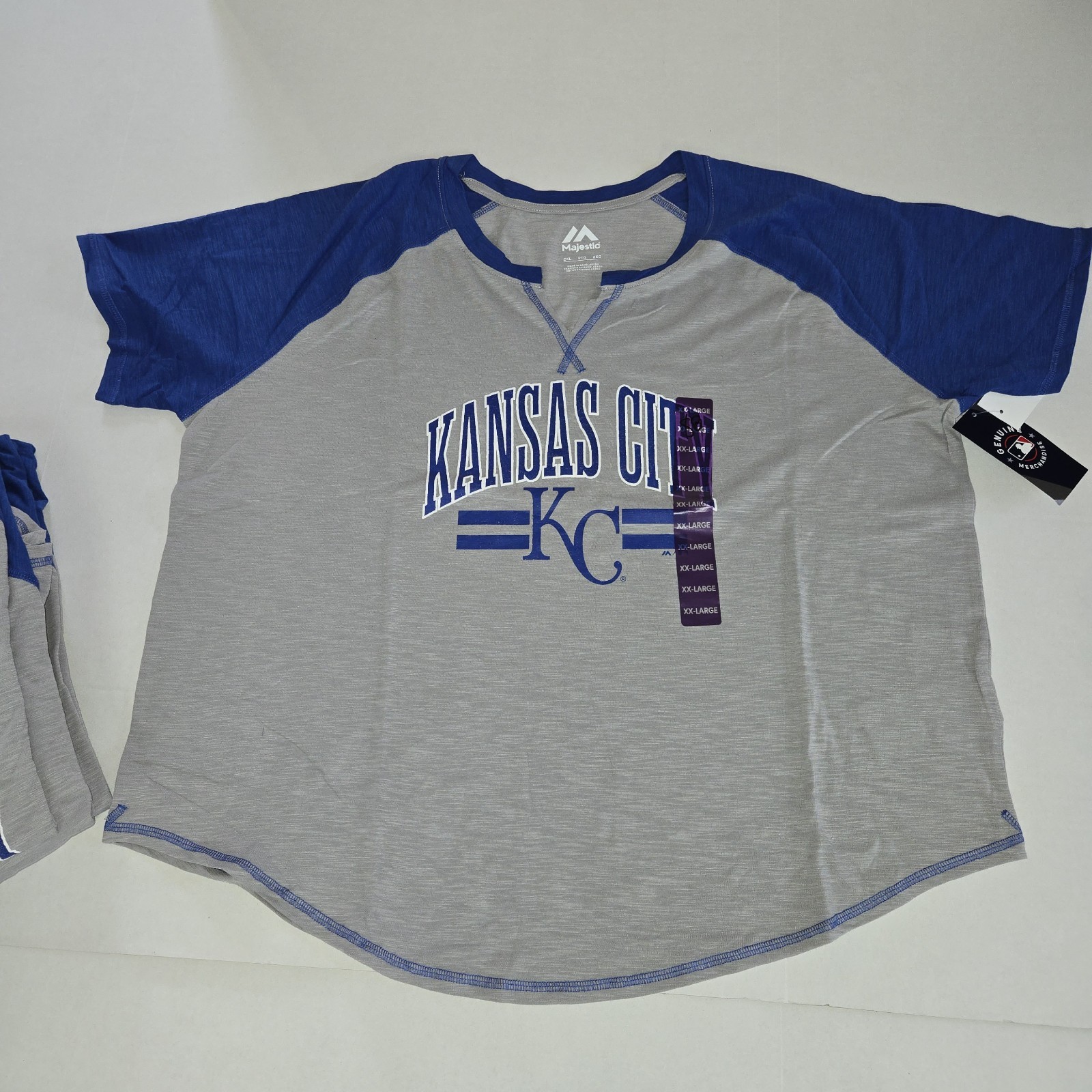 Kansas City Royals Shirt Womens XXL Grey MLB Baseball NEW Lightweight KC V Neck