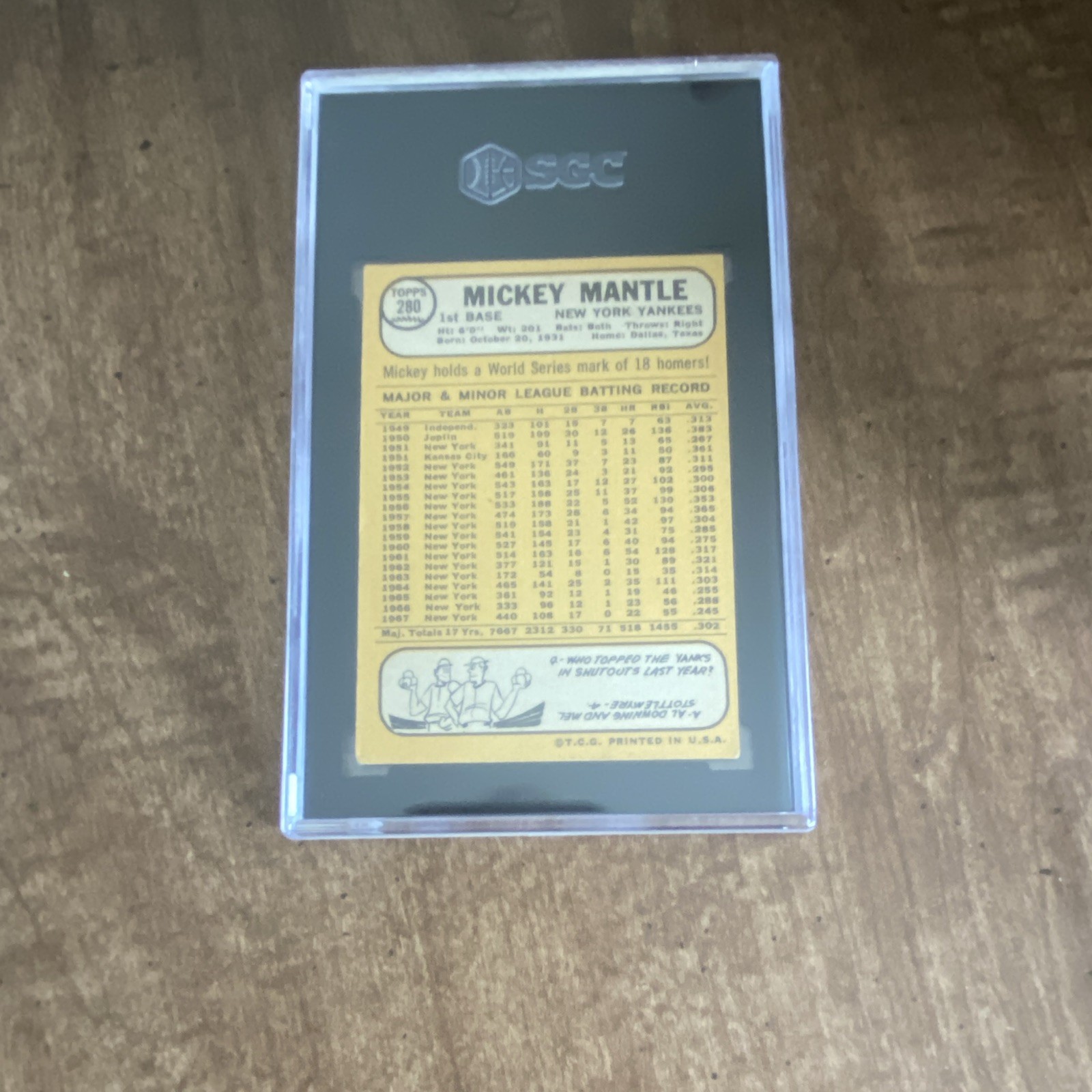 Topps 1964 Topps Mickey Mantle #280 Base SGC 2.5 New York Yankees